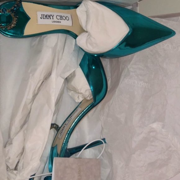 Jimmy Choo Saeda Crystal Ankle Strap Pointed Toe Pump - Picture 4 of 6